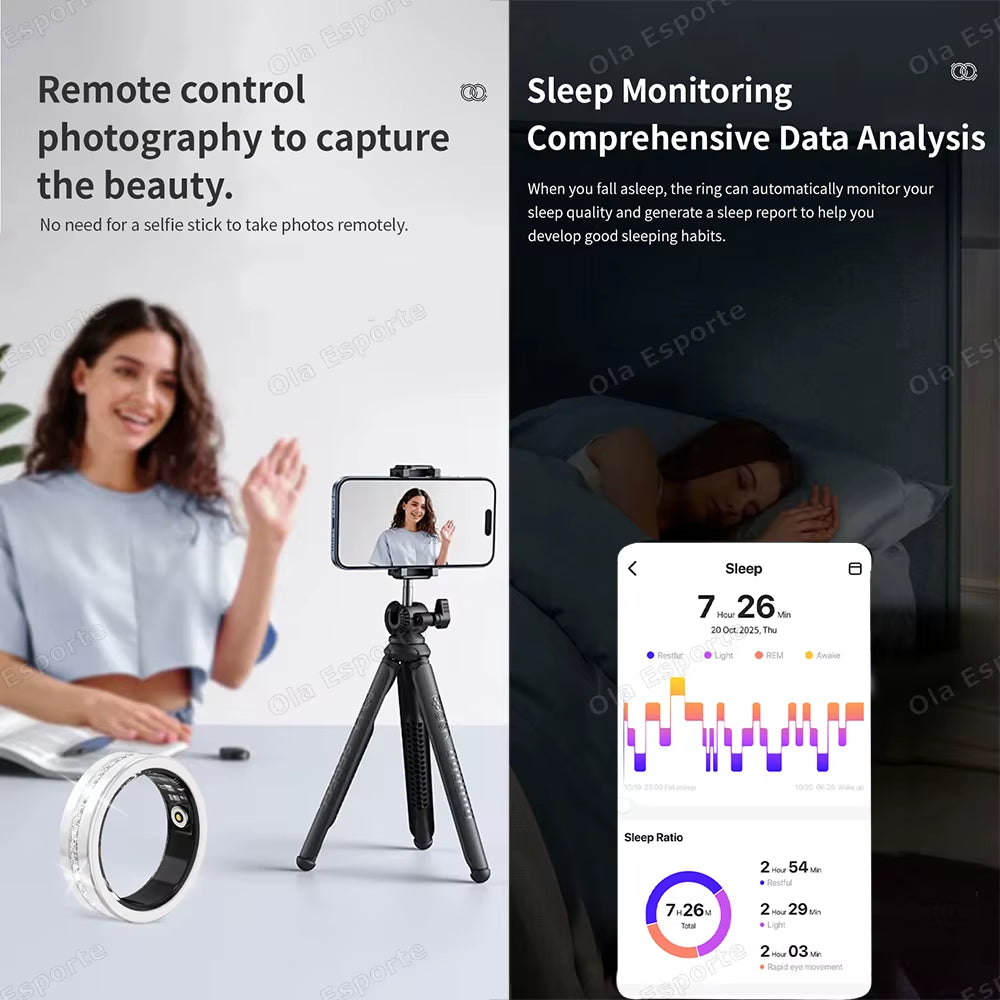 Diamond Fashion Women Smart Ring with Box IP68 Waterproof Lady Ring Heart Rate Health Monitor Sports Pedometer Fitness Rings New