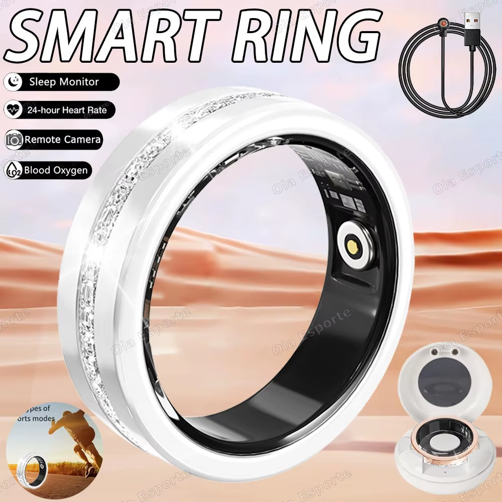 Diamond Fashion Women Smart Ring with Box IP68 Waterproof Lady Ring Heart Rate Health Monitor Sports Pedometer Fitness Rings New