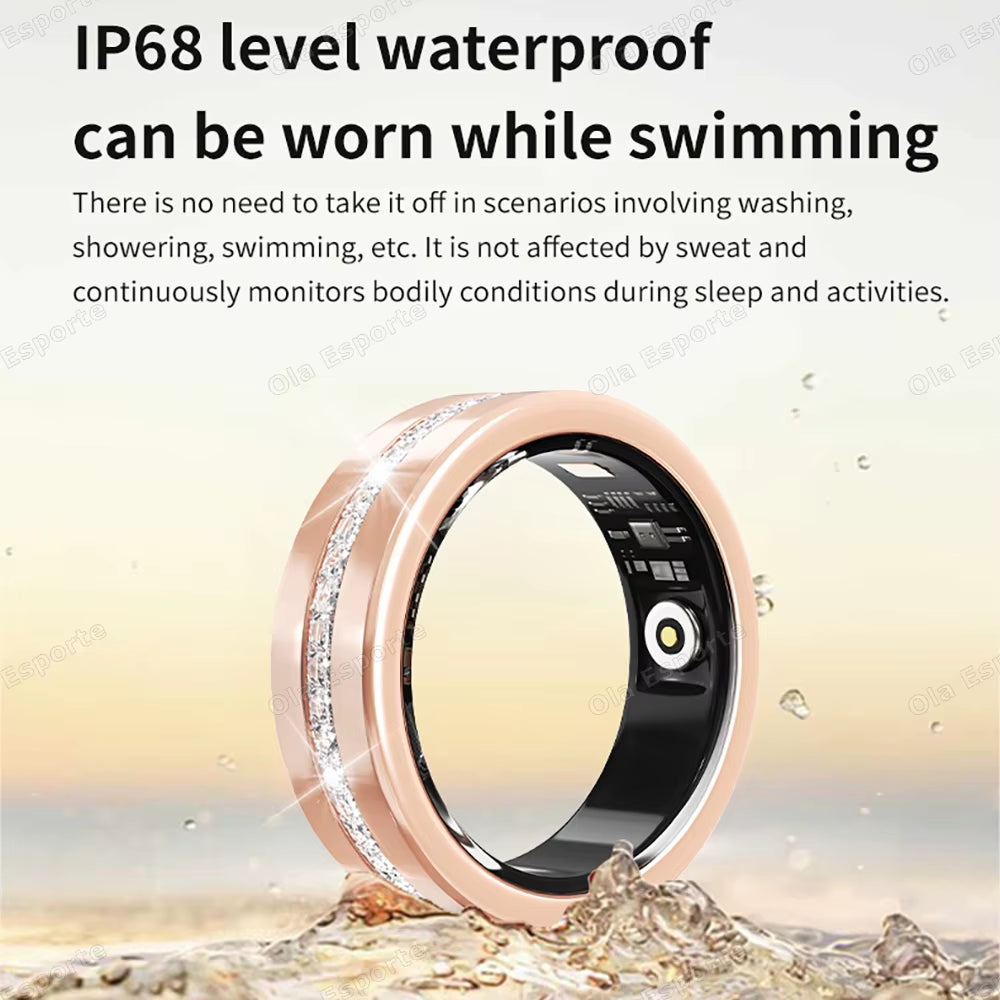 Diamond Fashion Women Smart Ring with Box IP68 Waterproof Lady Ring Heart Rate Health Monitor Sports Pedometer Fitness Rings New