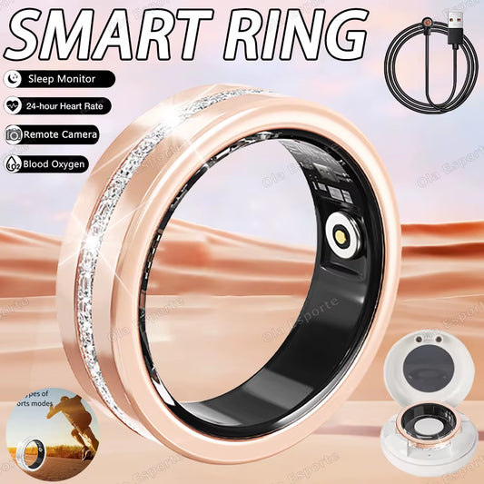 Diamond Fashion Women Smart Ring with Box IP68 Waterproof Lady Ring Heart Rate Health Monitor Sports Pedometer Fitness Rings New